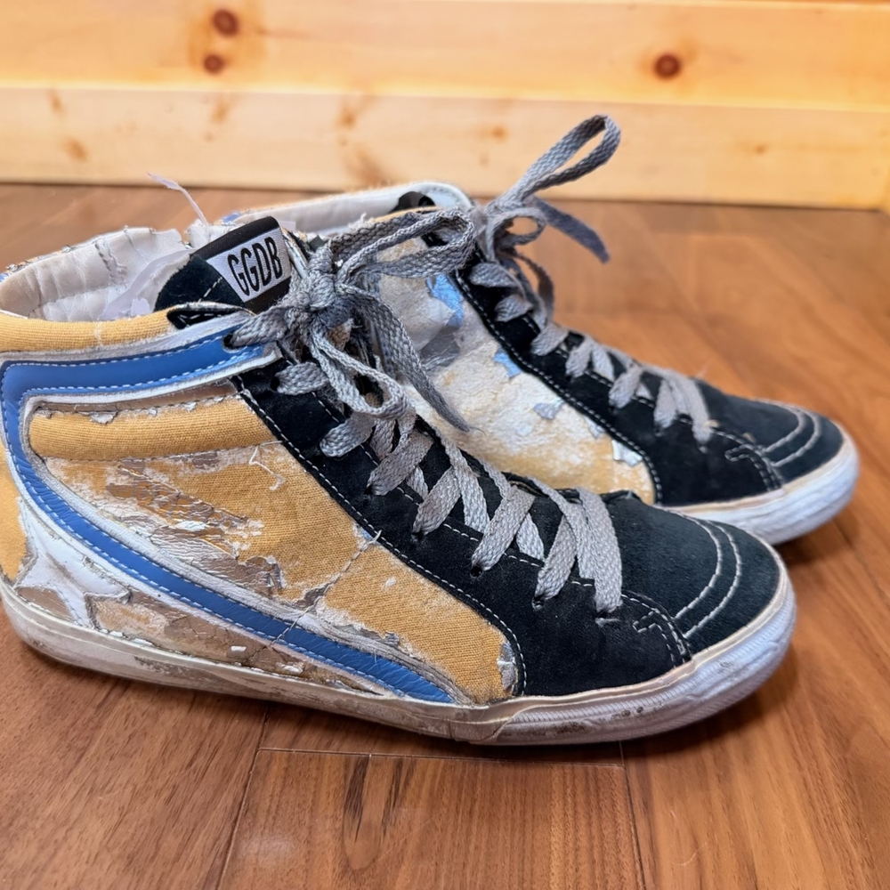 Golden Goose High-Top Sneakers in Yellow, Blue & Black